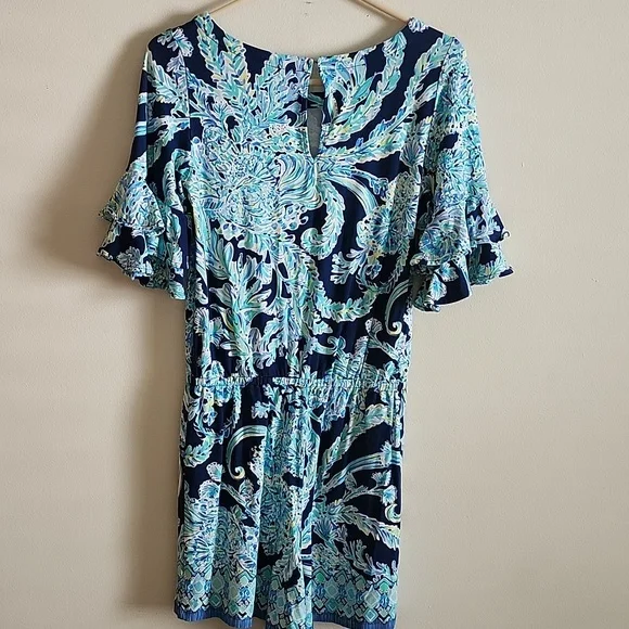 Lilly Pulitzer Vibrant Blue Romper Womens Small Tropical Resortwear - Picture 6 of 6
